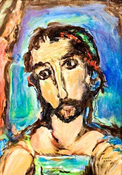 visage du Christ, huile sur toile - d’après G. Rouault
