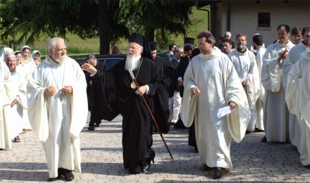 Il Patriarca ecumenico Bartholomeos I in visita a Bose nel 2013
